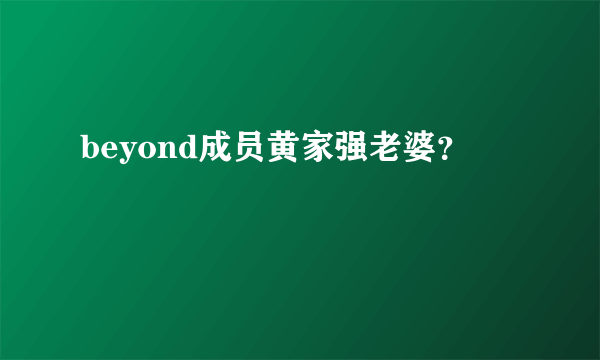 beyond成员黄家强老婆？