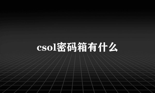 csol密码箱有什么