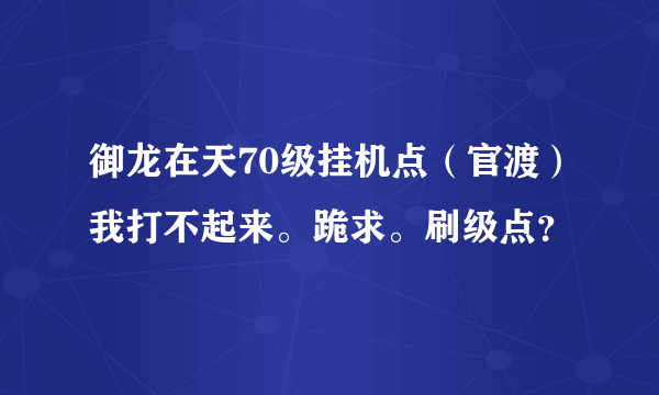 御龙在天70级挂机点（官渡）我打不起来。跪求。刷级点？