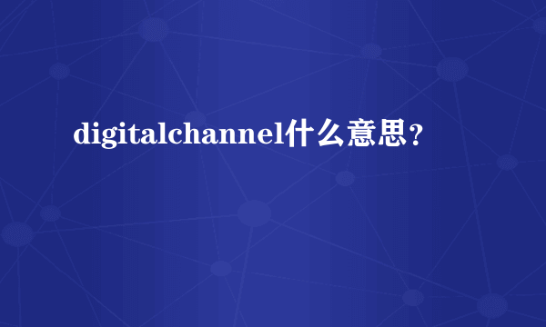 digitalchannel什么意思？