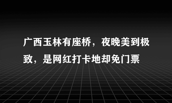 广西玉林有座桥，夜晚美到极致，是网红打卡地却免门票