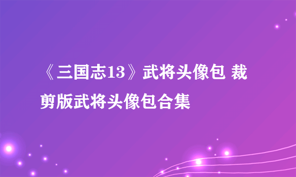 《三国志13》武将头像包 裁剪版武将头像包合集