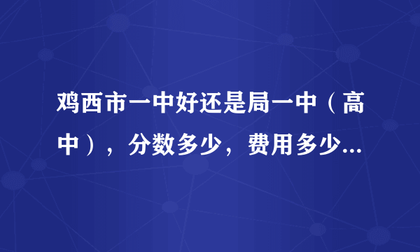 鸡西市一中好还是局一中（高中），分数多少，费用多少，因为快毕业比较关心？