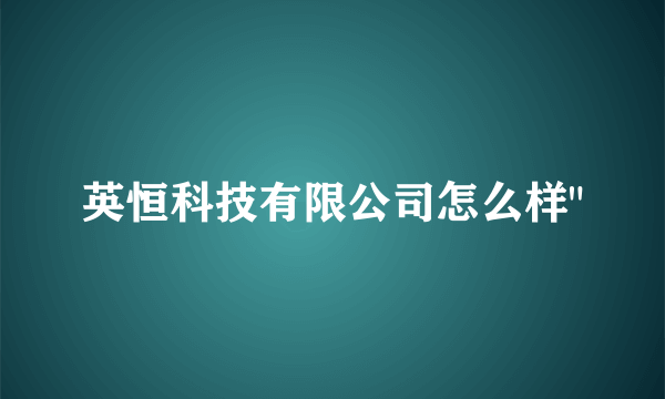 英恒科技有限公司怎么样