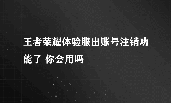 王者荣耀体验服出账号注销功能了 你会用吗