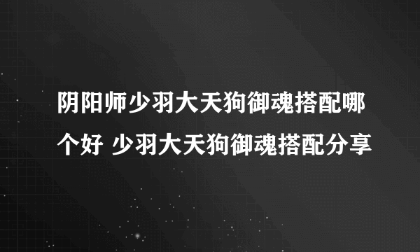 阴阳师少羽大天狗御魂搭配哪个好 少羽大天狗御魂搭配分享