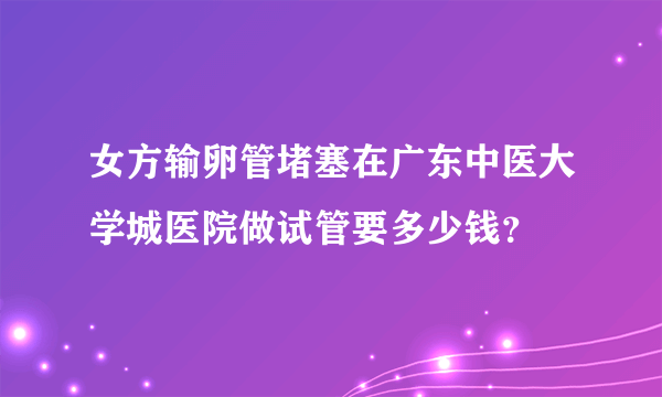 女方输卵管堵塞在广东中医大学城医院做试管要多少钱？