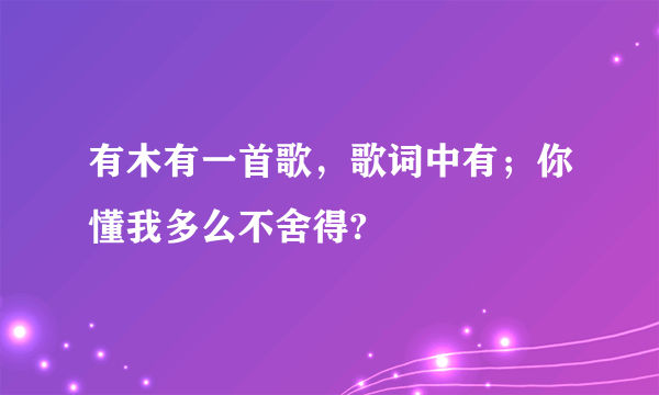 有木有一首歌，歌词中有；你懂我多么不舍得?