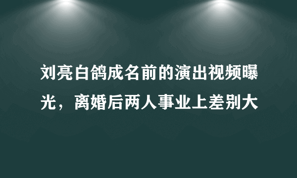 刘亮白鸽成名前的演出视频曝光，离婚后两人事业上差别大