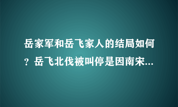 岳家军和岳飞家人的结局如何？岳飞北伐被叫停是因南宋货币吃紧吗？