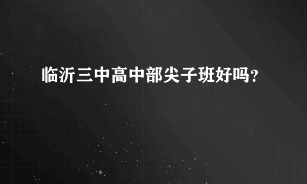 临沂三中高中部尖子班好吗？