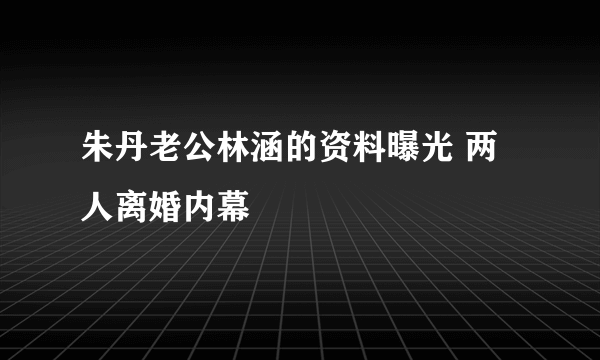 朱丹老公林涵的资料曝光 两人离婚内幕