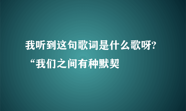 我听到这句歌词是什么歌呀?“我们之间有种默契