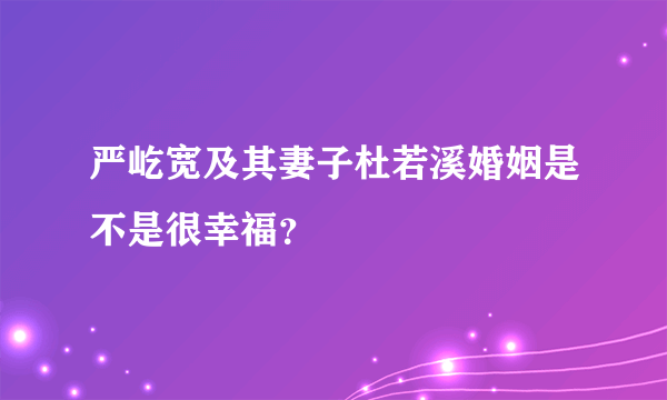 严屹宽及其妻子杜若溪婚姻是不是很幸福？