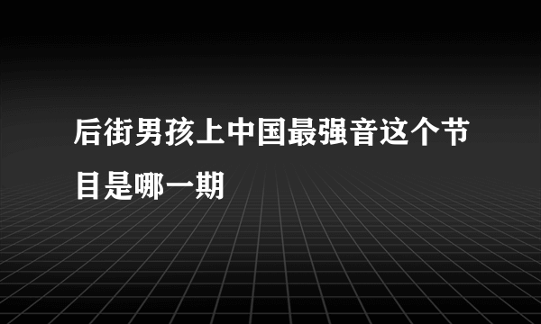 后街男孩上中国最强音这个节目是哪一期