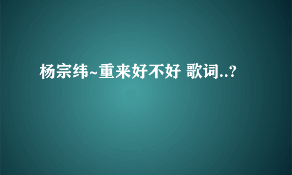 杨宗纬~重来好不好 歌词..?