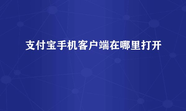 支付宝手机客户端在哪里打开