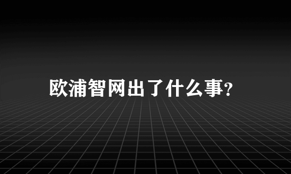 欧浦智网出了什么事？