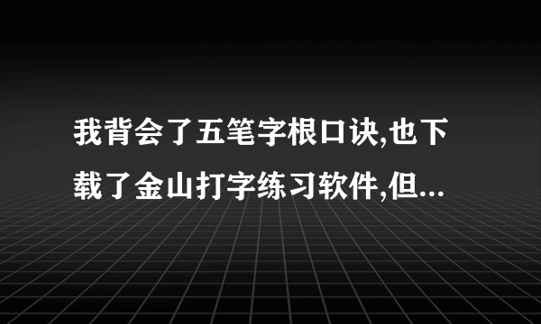 我背会了五笔字根口诀,也下载了金山打字练习软件,但还是学不会五笔打字,谁能帮帮我,指导一下,怎么样快