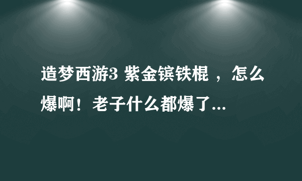 造梦西游3 紫金镔铁棍 ，怎么爆啊！老子什么都爆了出来就是紫金镔铁棍出不来！如果可以的我给他在加20分