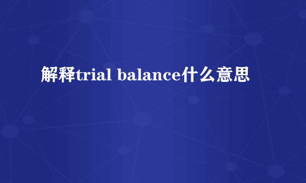 解释trial balance什么意思