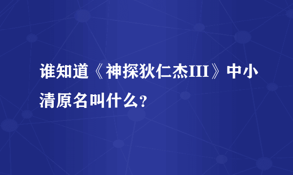 谁知道《神探狄仁杰III》中小清原名叫什么？