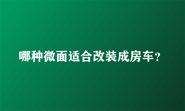 哪种微面适合改装成房车？