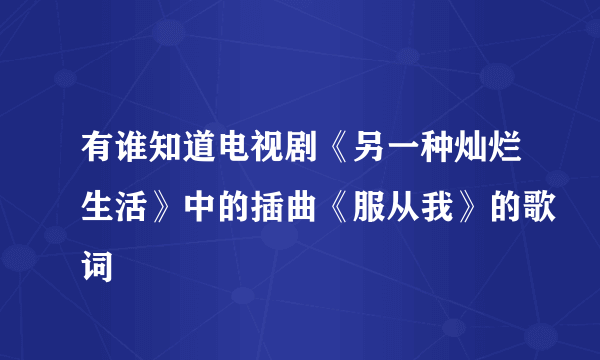 有谁知道电视剧《另一种灿烂生活》中的插曲《服从我》的歌词