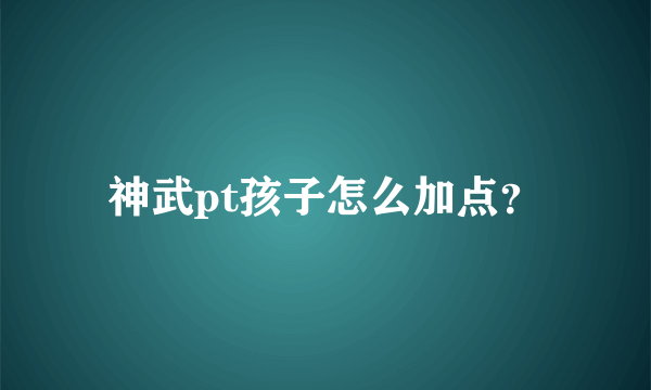 神武pt孩子怎么加点？