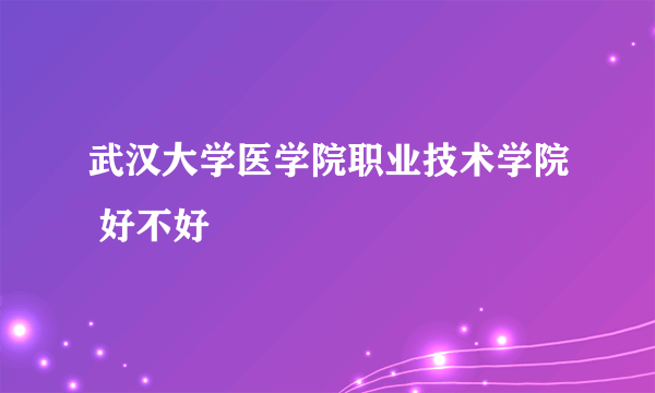 武汉大学医学院职业技术学院 好不好