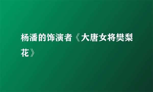 杨潘的饰演者《大唐女将樊梨花》