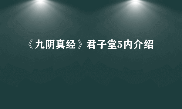 《九阴真经》君子堂5内介绍