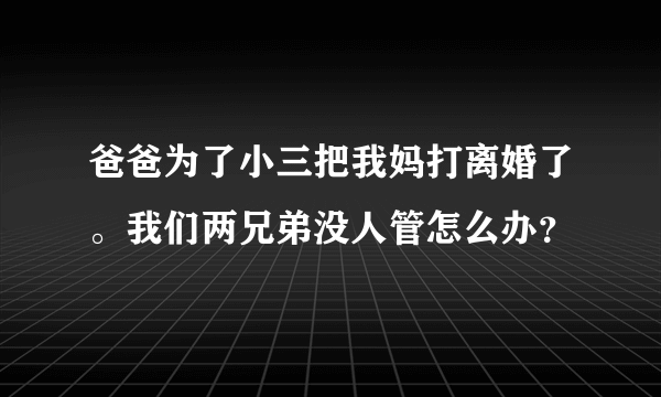 爸爸为了小三把我妈打离婚了。我们两兄弟没人管怎么办？