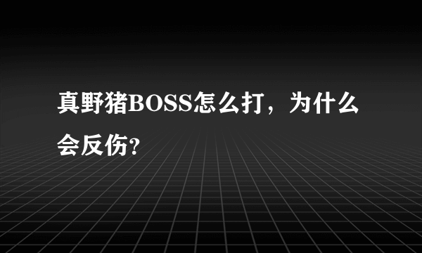 真野猪BOSS怎么打，为什么会反伤？