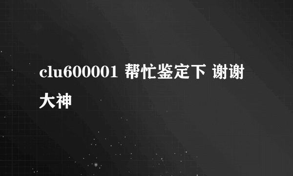 clu600001 帮忙鉴定下 谢谢大神