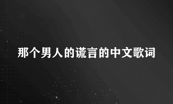 那个男人的谎言的中文歌词